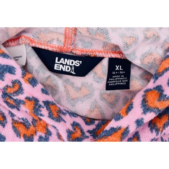 Lands End XL Womens Cowl Neck Leopard Print Top Pink/Orange - Picture 2 of 5